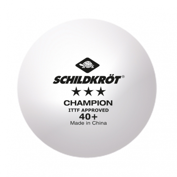 Schildkröt - 3 Stern Champion ITTF, Poly 40+ Qualität, 3er Box, Weiß - Tischtennisball